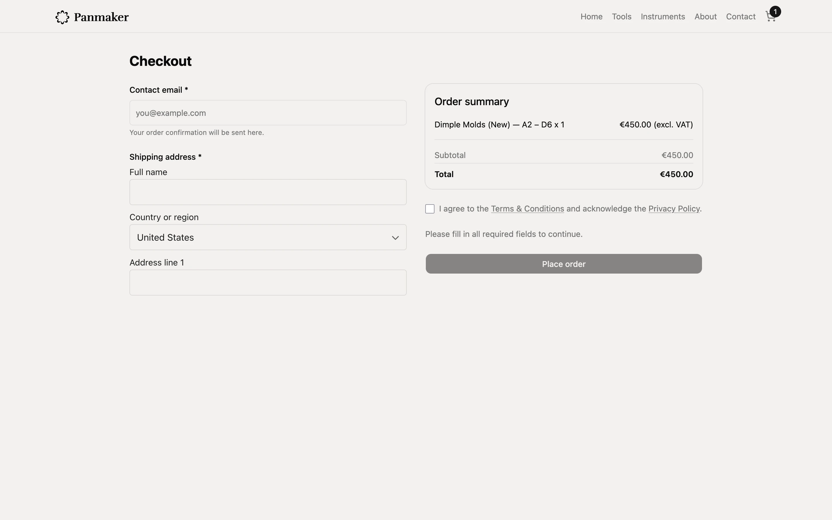Panmaker new design checkout