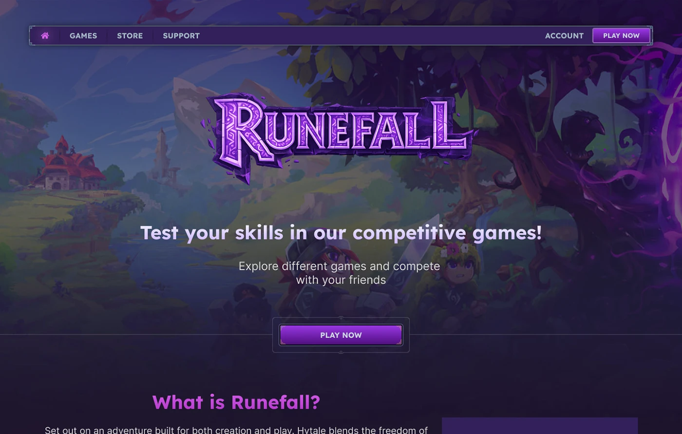 The first design of the Runefall website in Figma